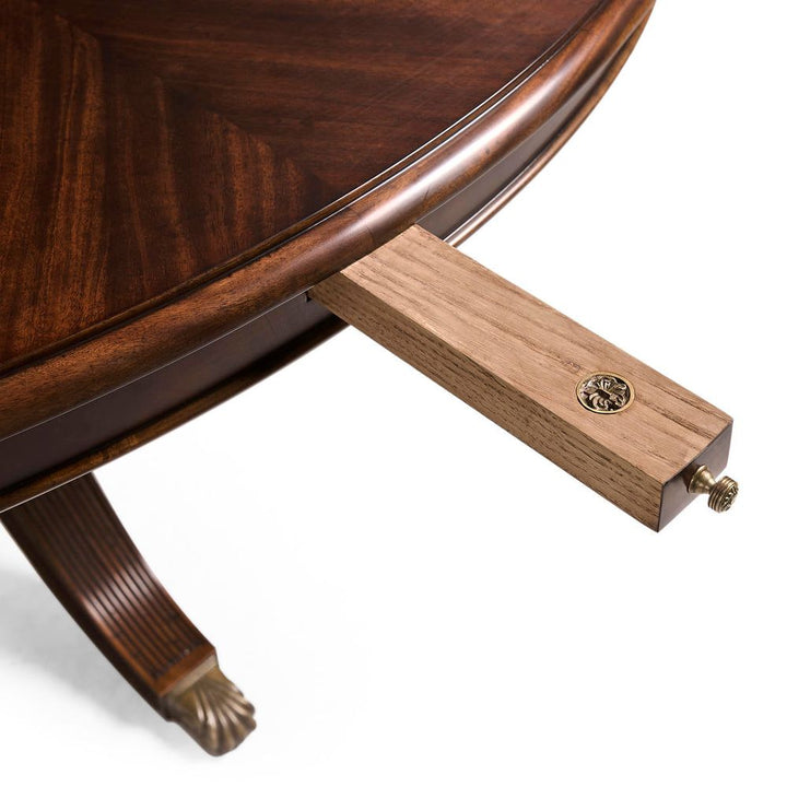 66" Mahogany Extending Circular Dining Table with Storage Cabinet for Leaves