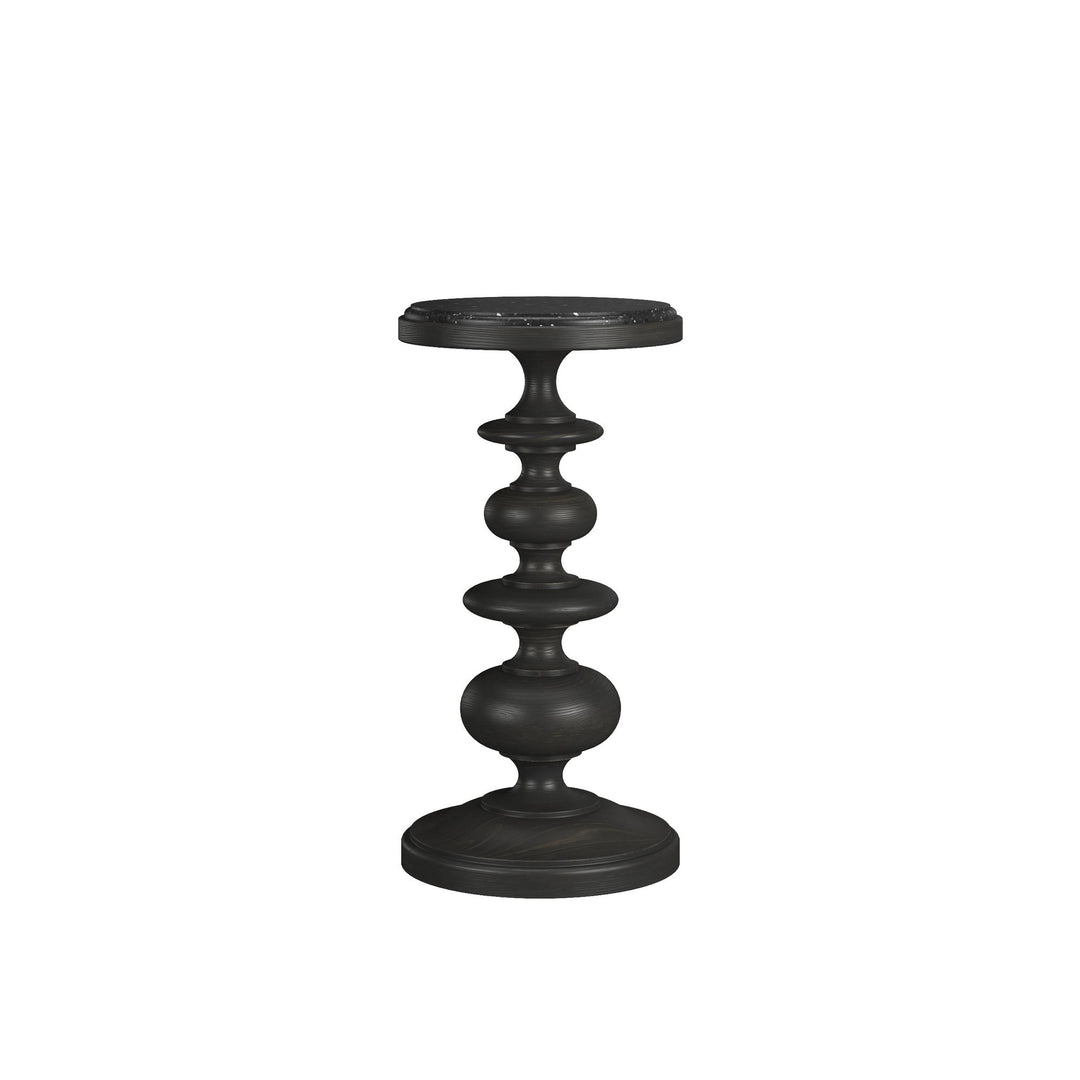 Atrium Accent Table - hand rubbed black with undertones of brown