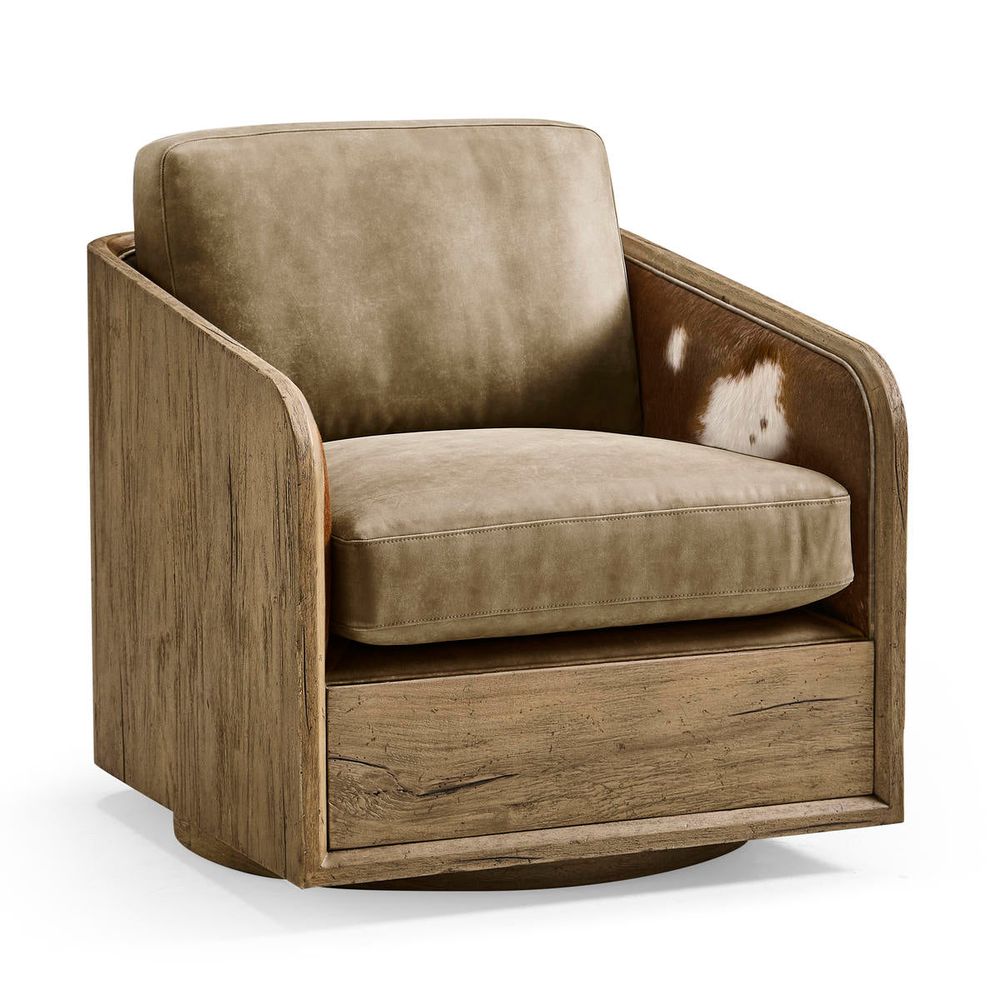Lounge Chairs Stone Ridge Leather & Hide Swivel Occasional Chair Light