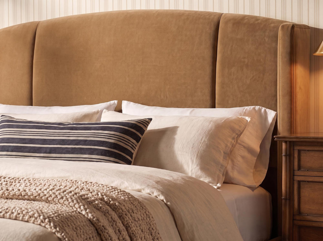 Harbor King Upholstered Bed - Camel - Lakeside Sepia