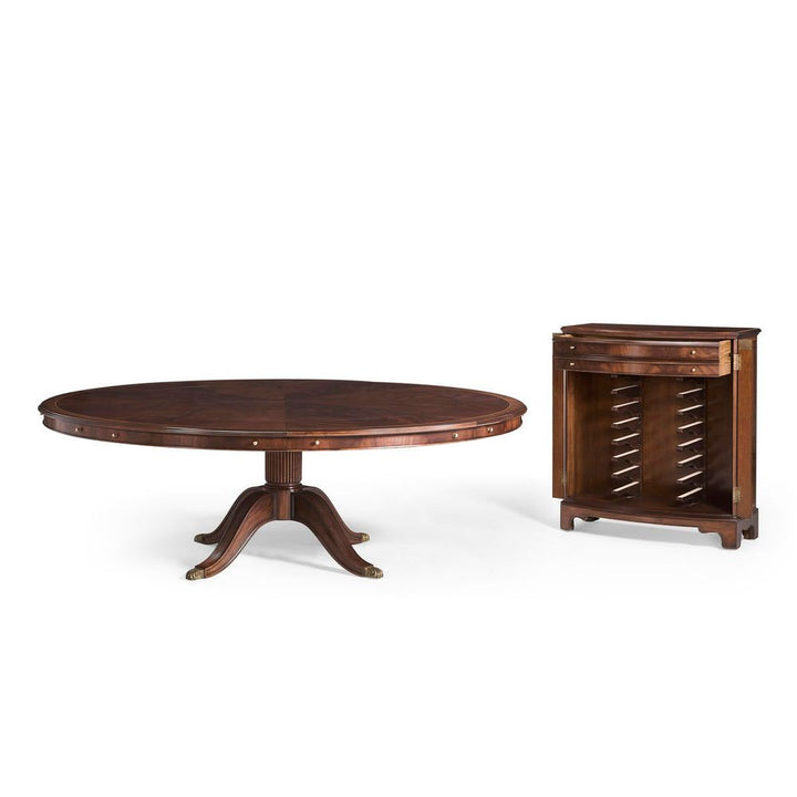 Dining Tables 66" Mahogany Extending Circular Dining Table with Storage Cabinet for Leaves