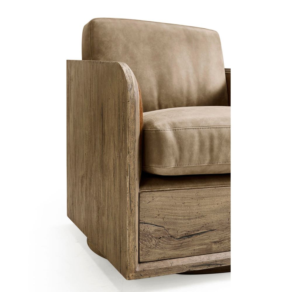 Stone Ridge Leather & Hide Swivel Occasional Chair Light