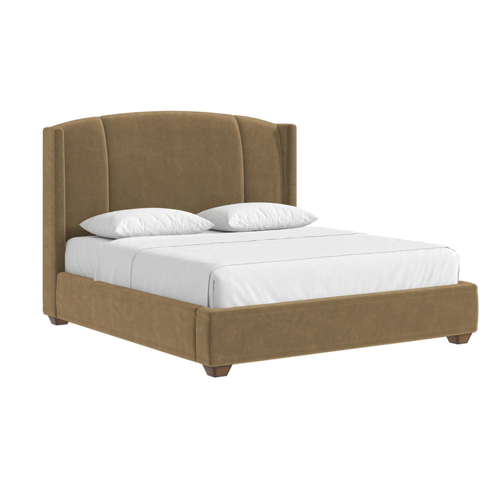 Harbor King Upholstered Bed - Camel - Lakeside Sepia