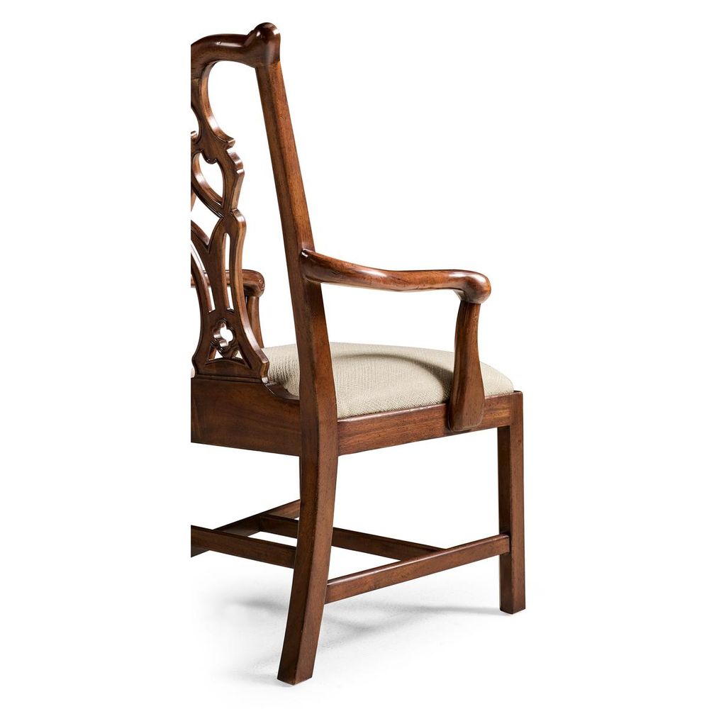 Buckingham Chippendale Antique Mahogany Arm Chair