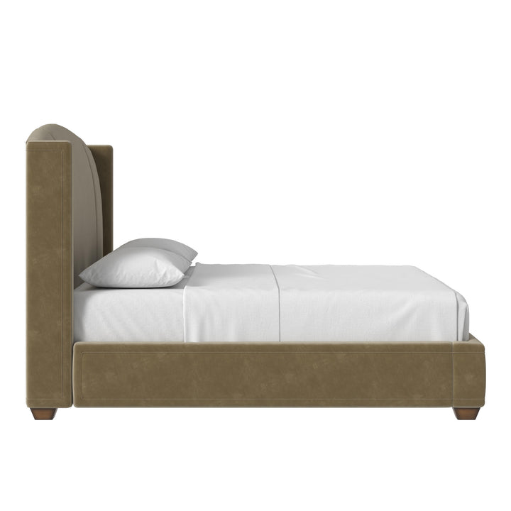 Harbor King Upholstered Bed - Camel - Lakeside Sepia