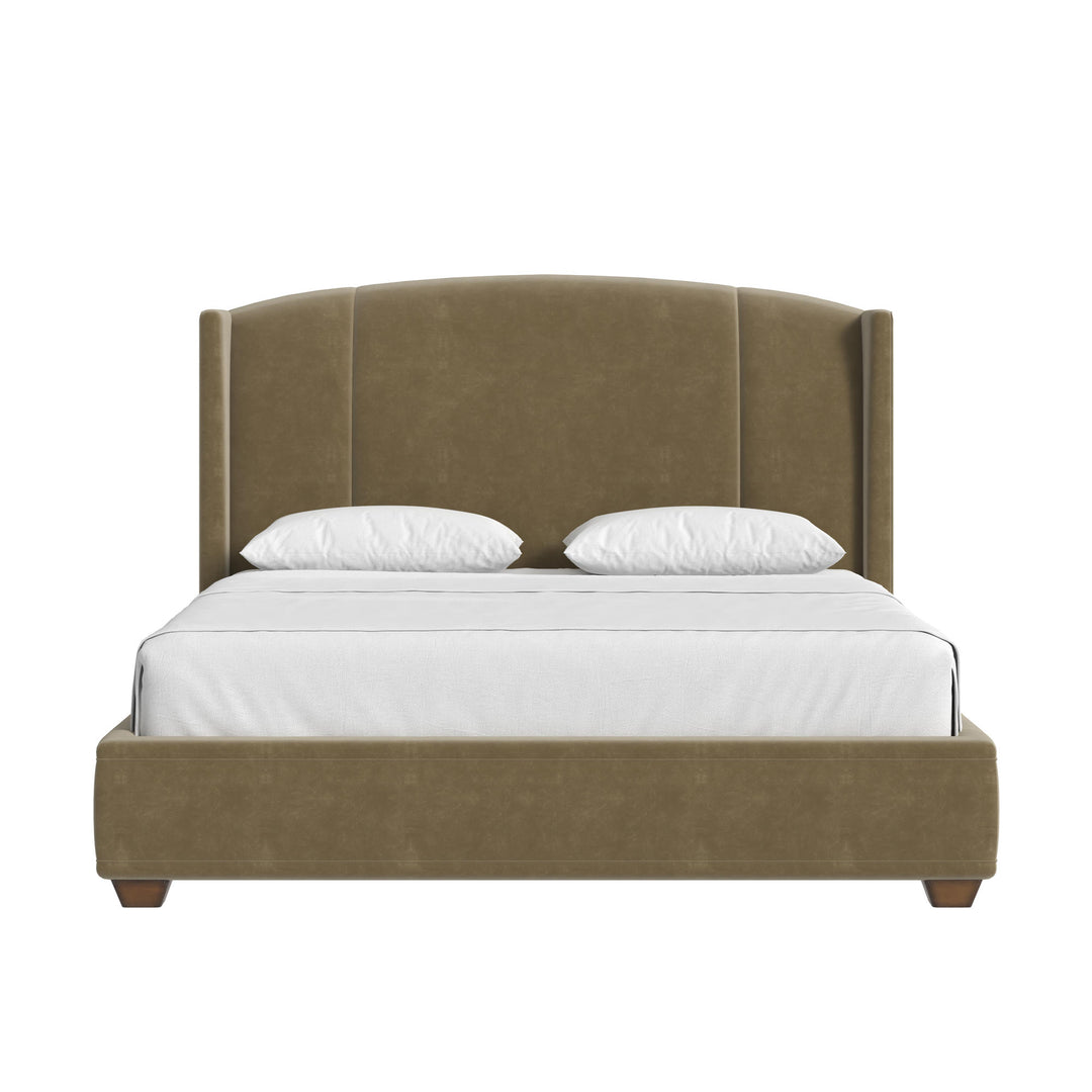 Harbor King Upholstered Bed - Camel - Lakeside Sepia