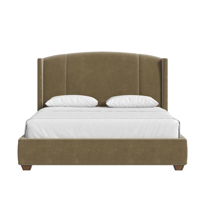 Harbor King Upholstered Bed - Camel - Lakeside Sepia