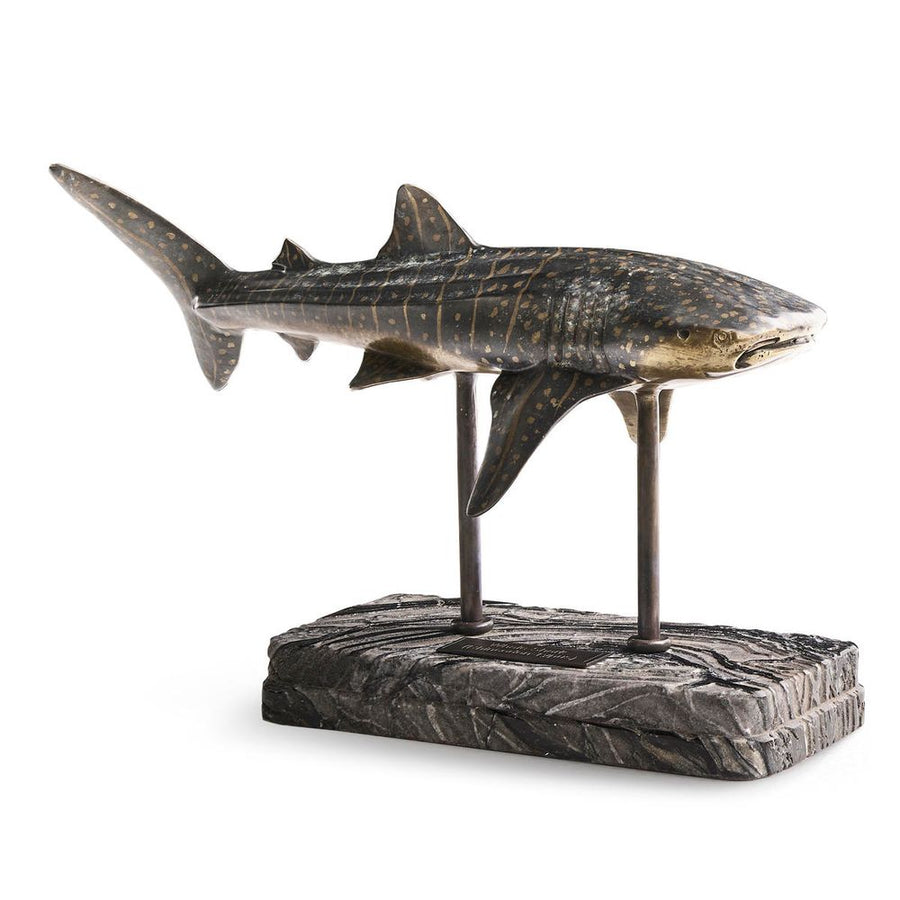 Decorative Objects Whale Shark Bronze Statue with Marble Base