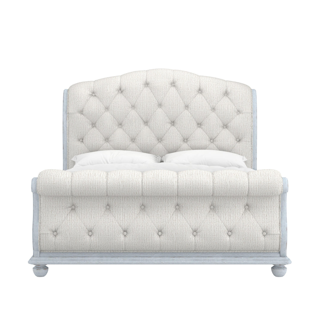 Summer Creak Upholstery Sleigh Bed-Blue