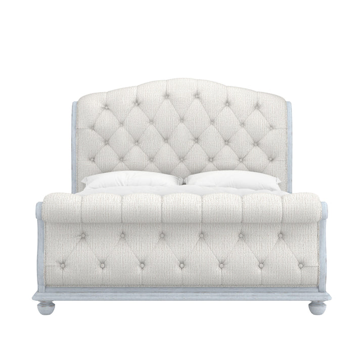 Summer Creak Upholstery Sleigh Bed-Blue