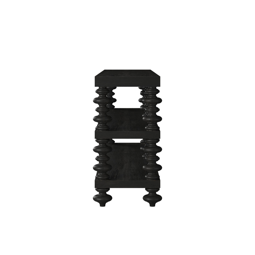 Atrium Console Table - hand rubbed black with undertones of brown