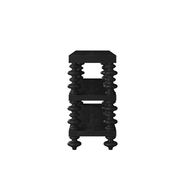 Atrium Console Table - hand rubbed black with undertones of brown