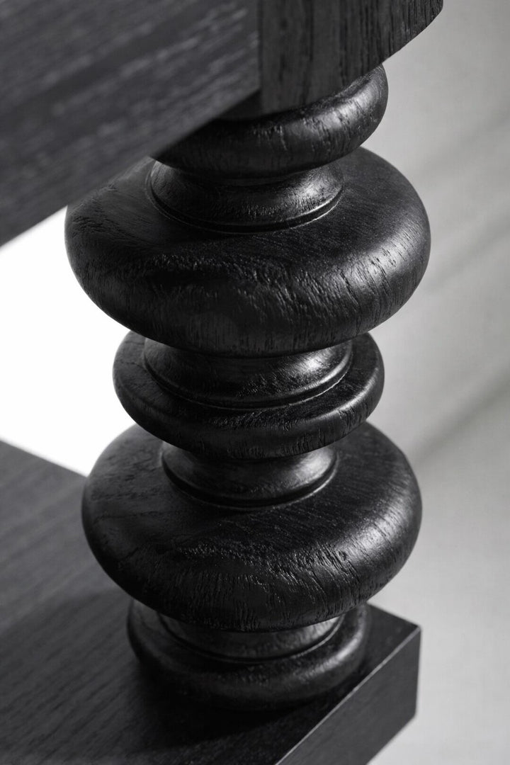Atrium Console Table - hand rubbed black with undertones of brown