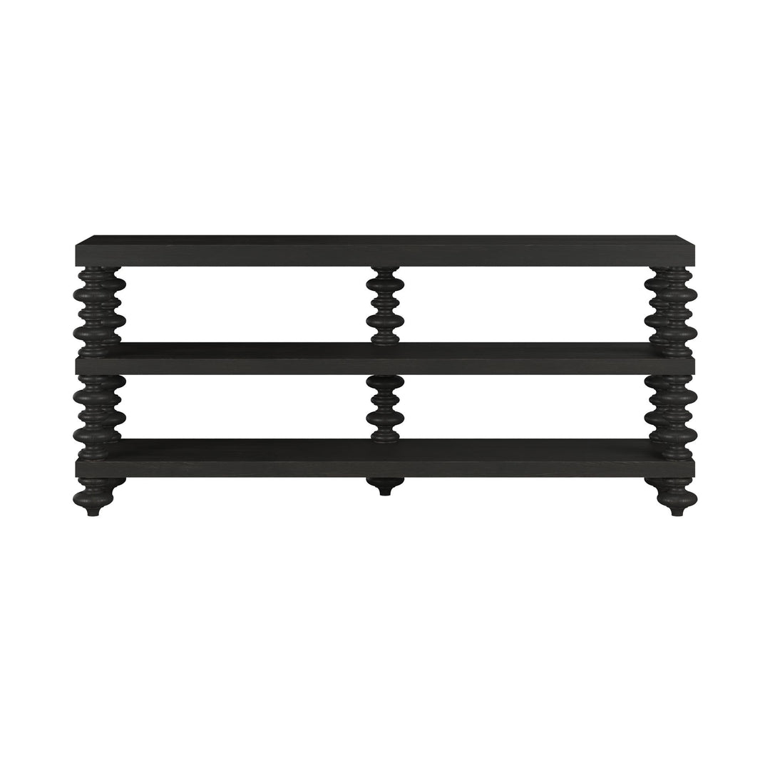Atrium Console Table - hand rubbed black with undertones of brown