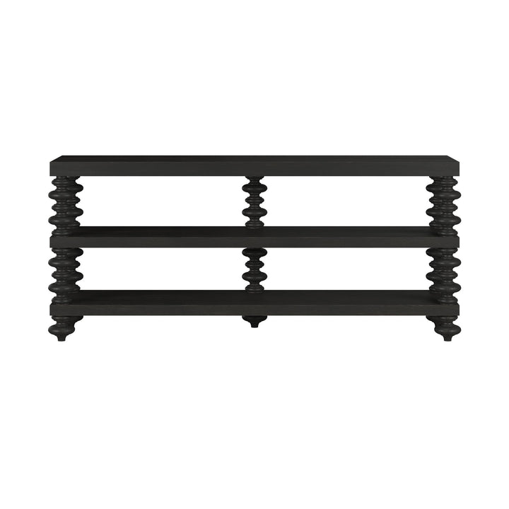 Atrium Console Table - hand rubbed black with undertones of brown