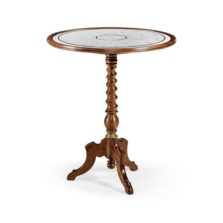 Side Tables Églomisé & Walnut Round Wine Table