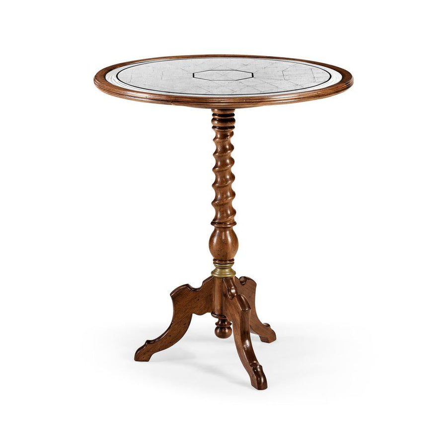 Side Tables Églomisé & Walnut Round Wine Table