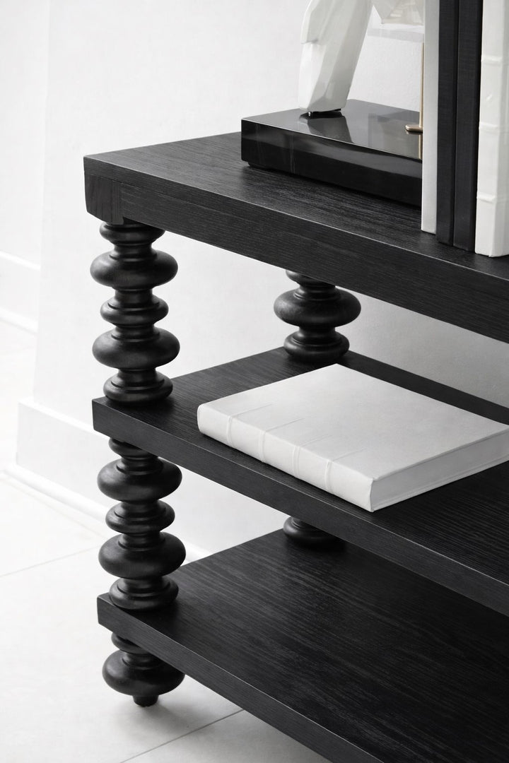 Atrium Console Table - hand rubbed black with undertones of brown
