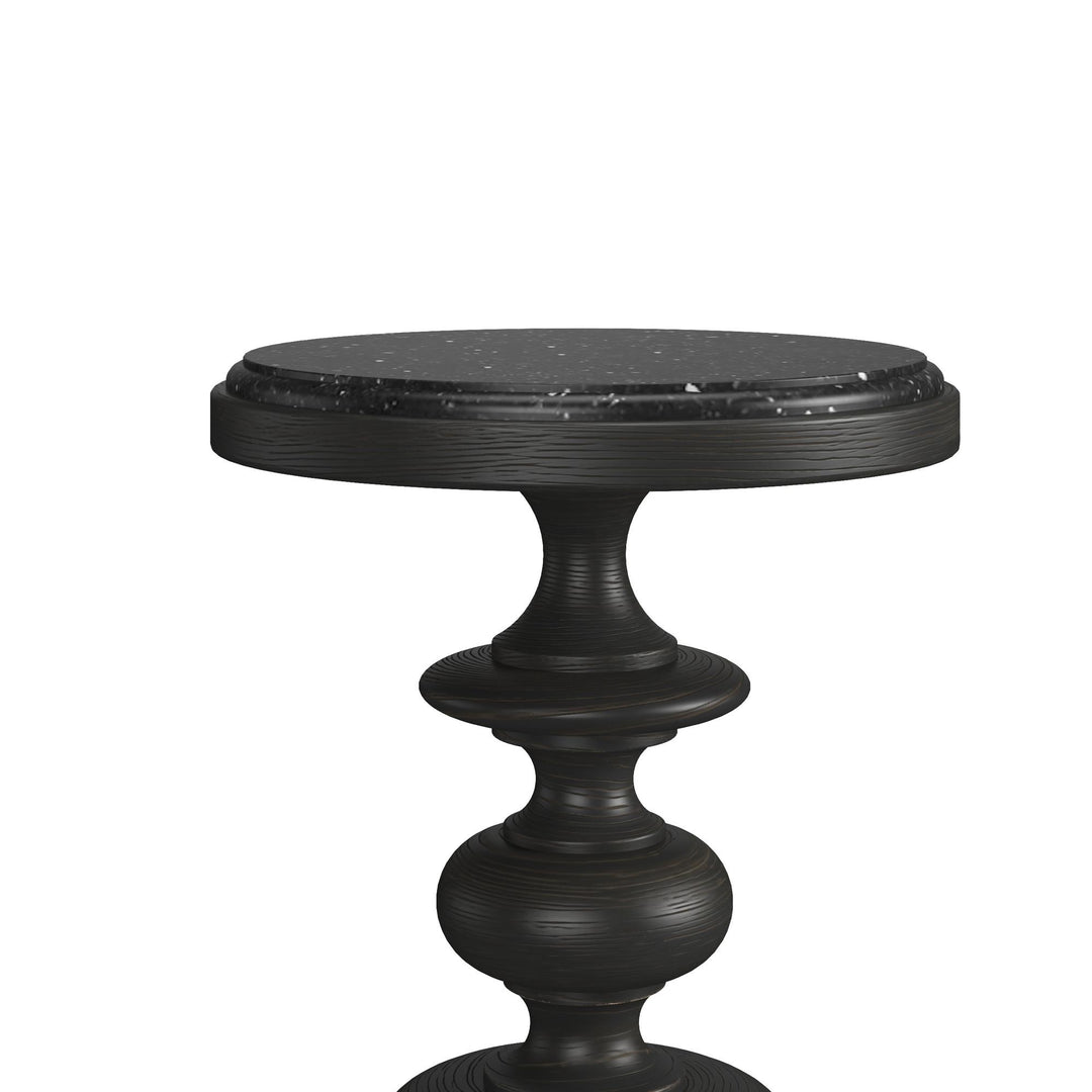 Atrium Accent Table - hand rubbed black with undertones of brown