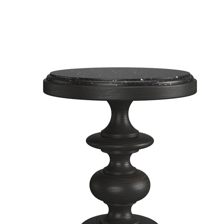 Atrium Accent Table - hand rubbed black with undertones of brown