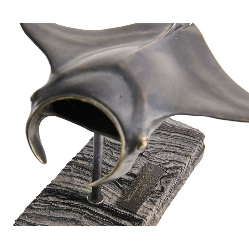 Decorative Objects Manta Ray Bronze Statue with Marble Base