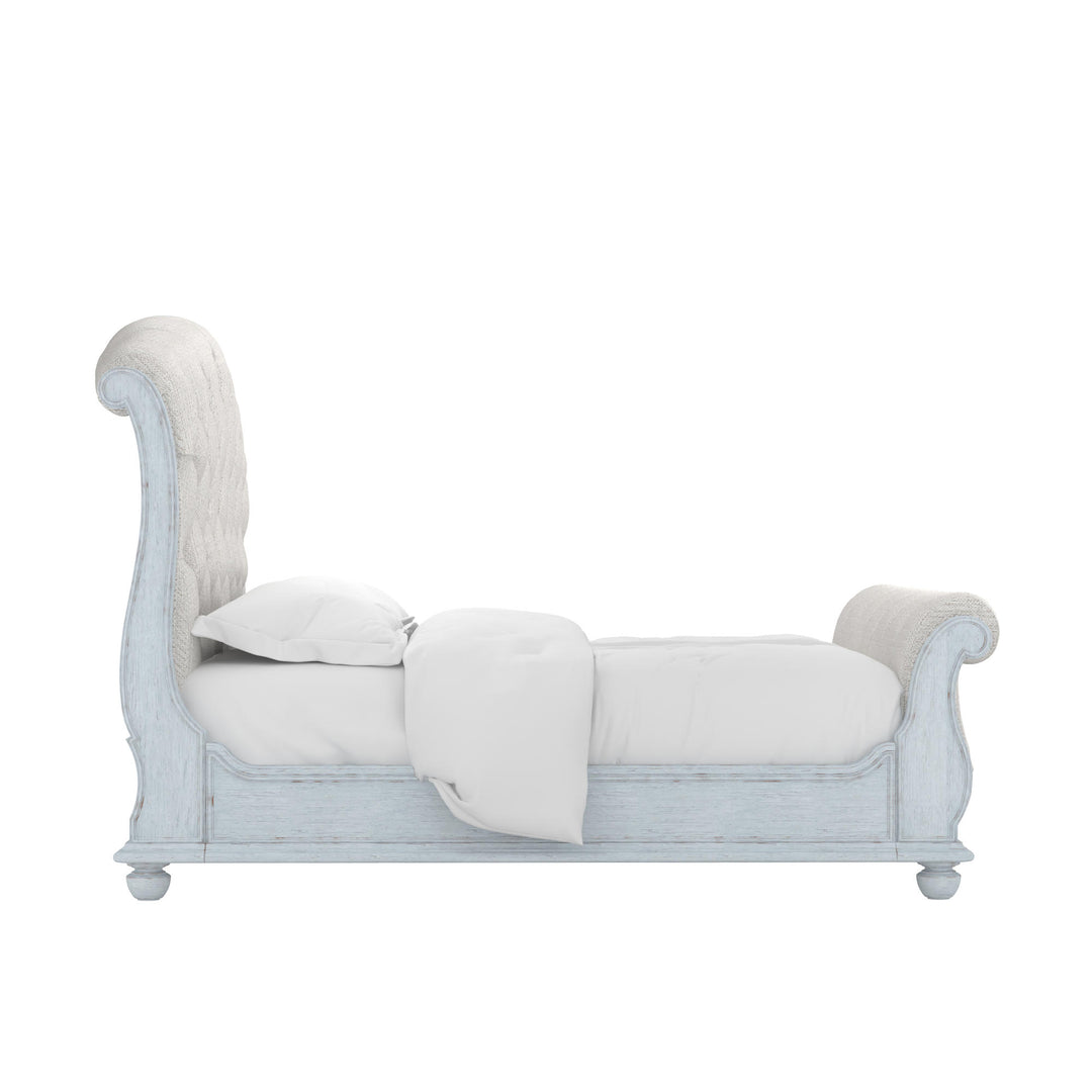 Summer Creak Upholstery Sleigh Bed-Blue