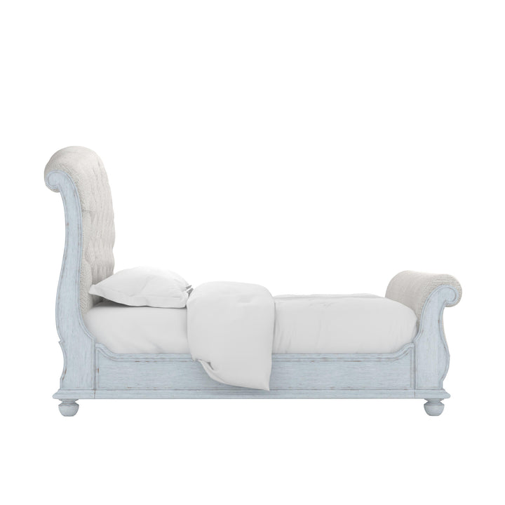 Summer Creak Upholstery Sleigh Bed-Blue