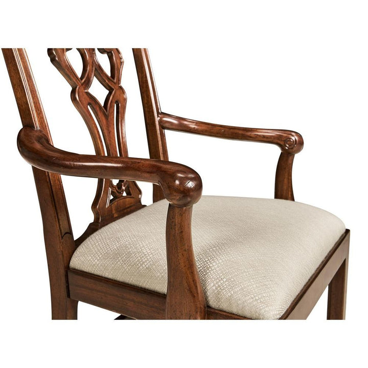 Buckingham Chippendale Antique Mahogany Arm Chair
