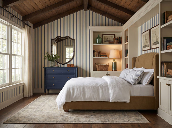 Harbor King Upholstered Bed - Camel - Lakeside Sepia