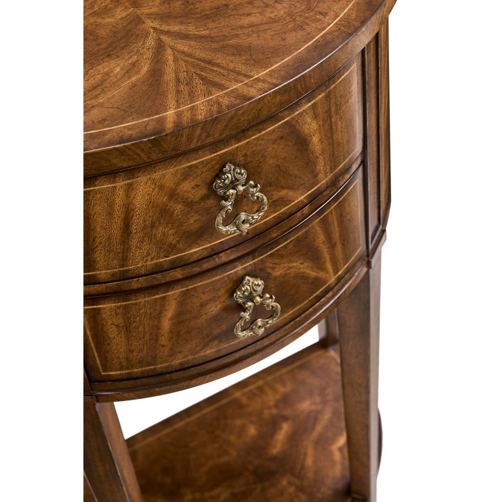 Crotch Walnut Demilune Narrow Tables