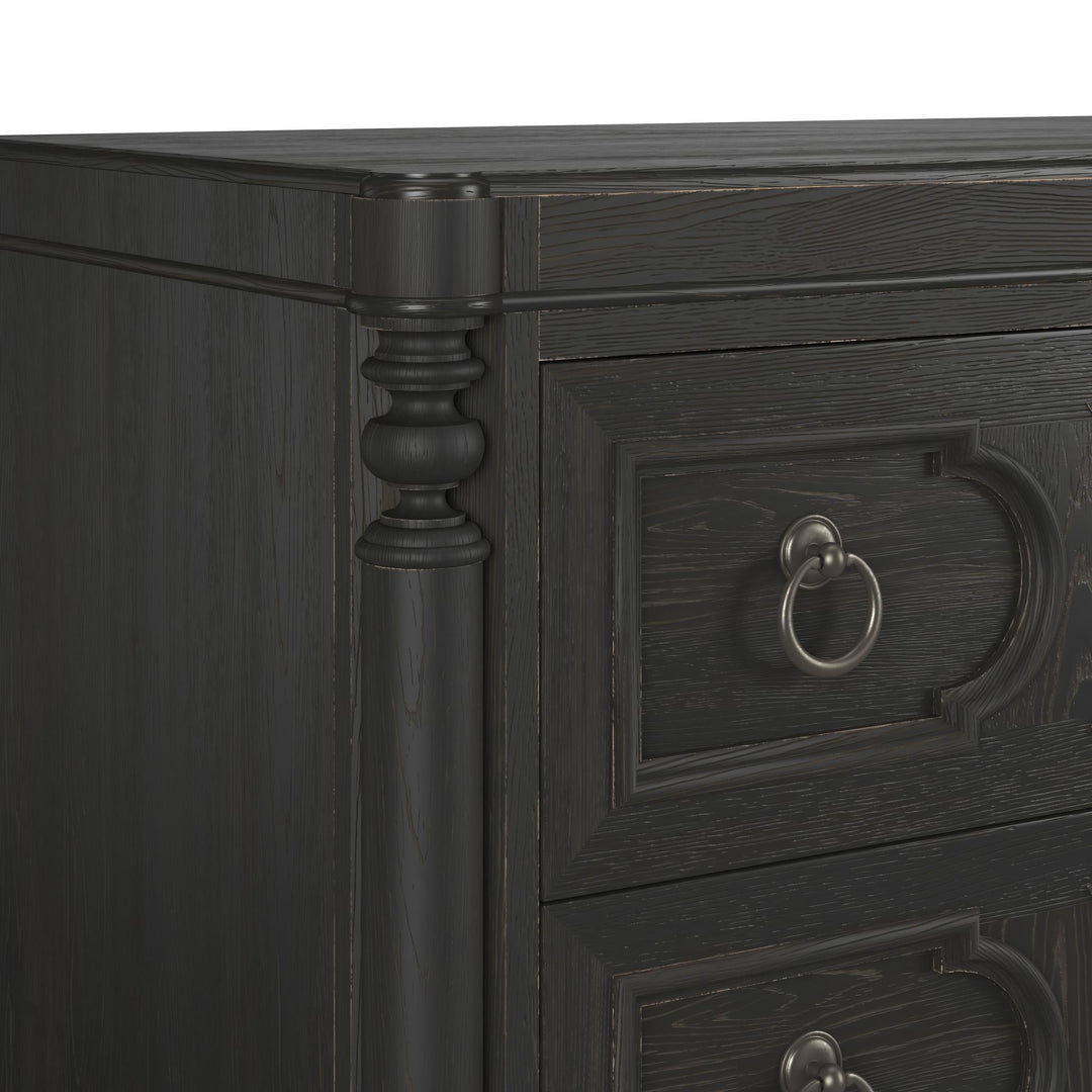 Atrium Three-Drawer Chest - hand rubbed black with undertones of brown
