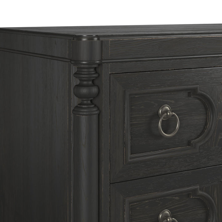 Atrium Three-Drawer Chest - hand rubbed black with undertones of brown