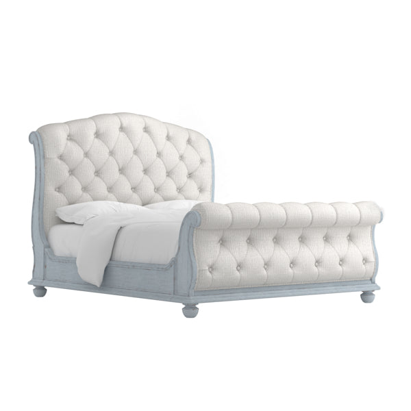 Summer Creak Upholstery Sleigh Bed-Blue