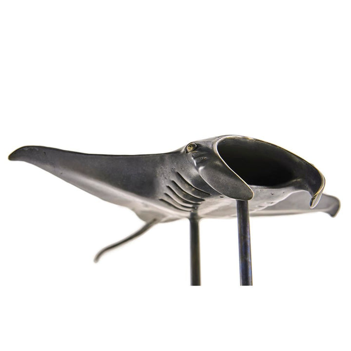 Decorative Objects Manta Ray Bronze Statue with Marble Base