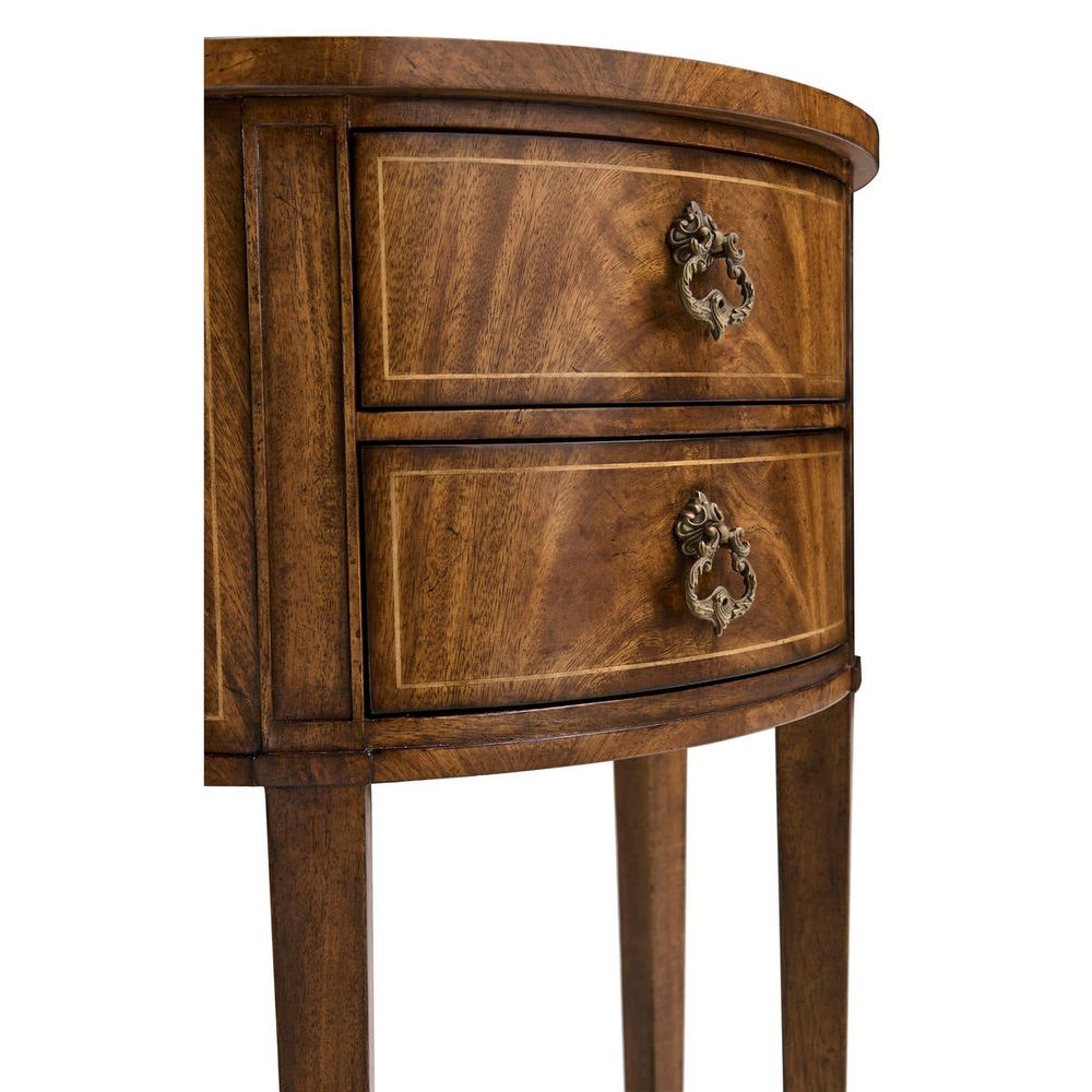 Crotch Walnut Demilune Narrow Tables