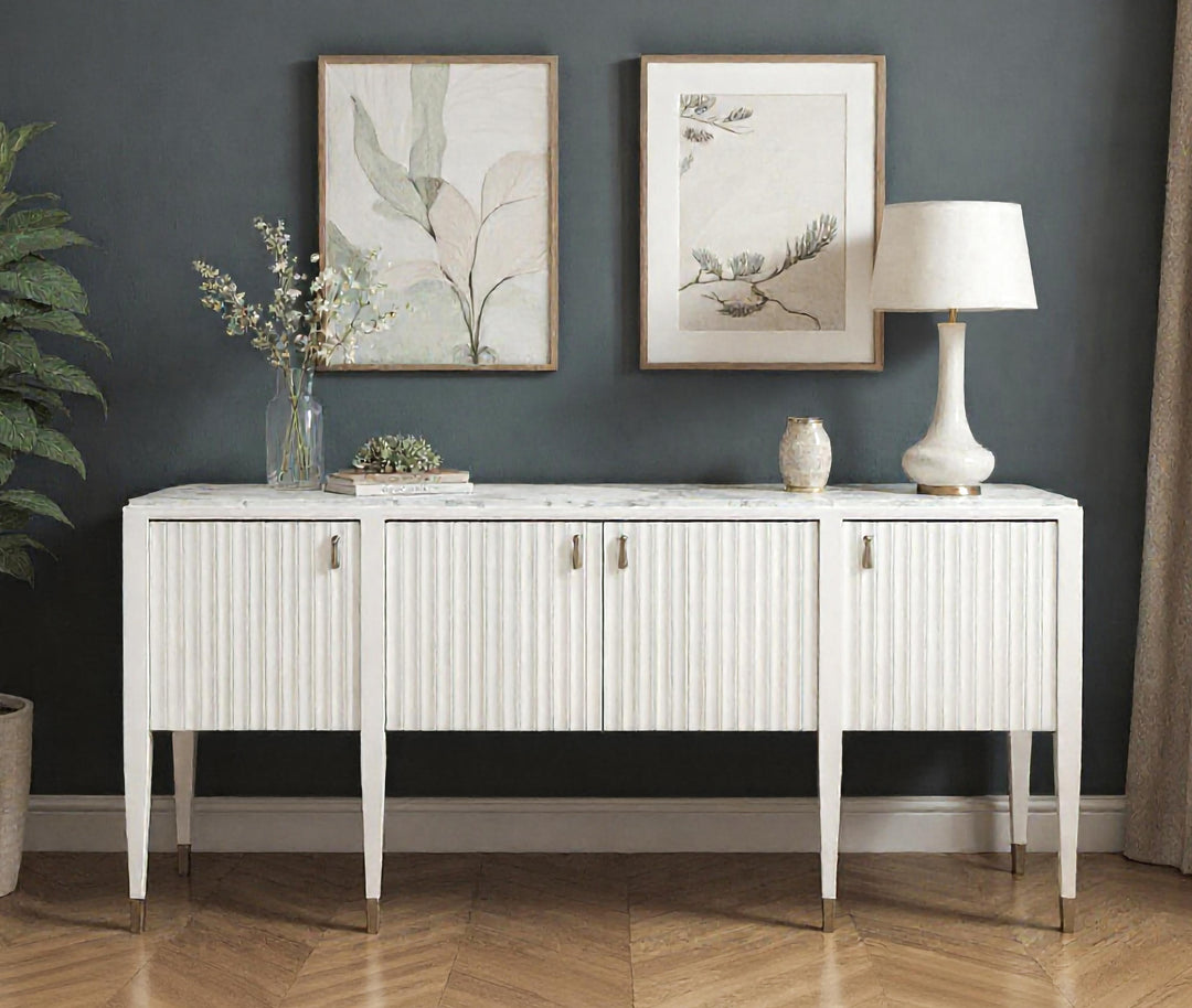 Eave II Sideboard with Stone Top-Uplifting White