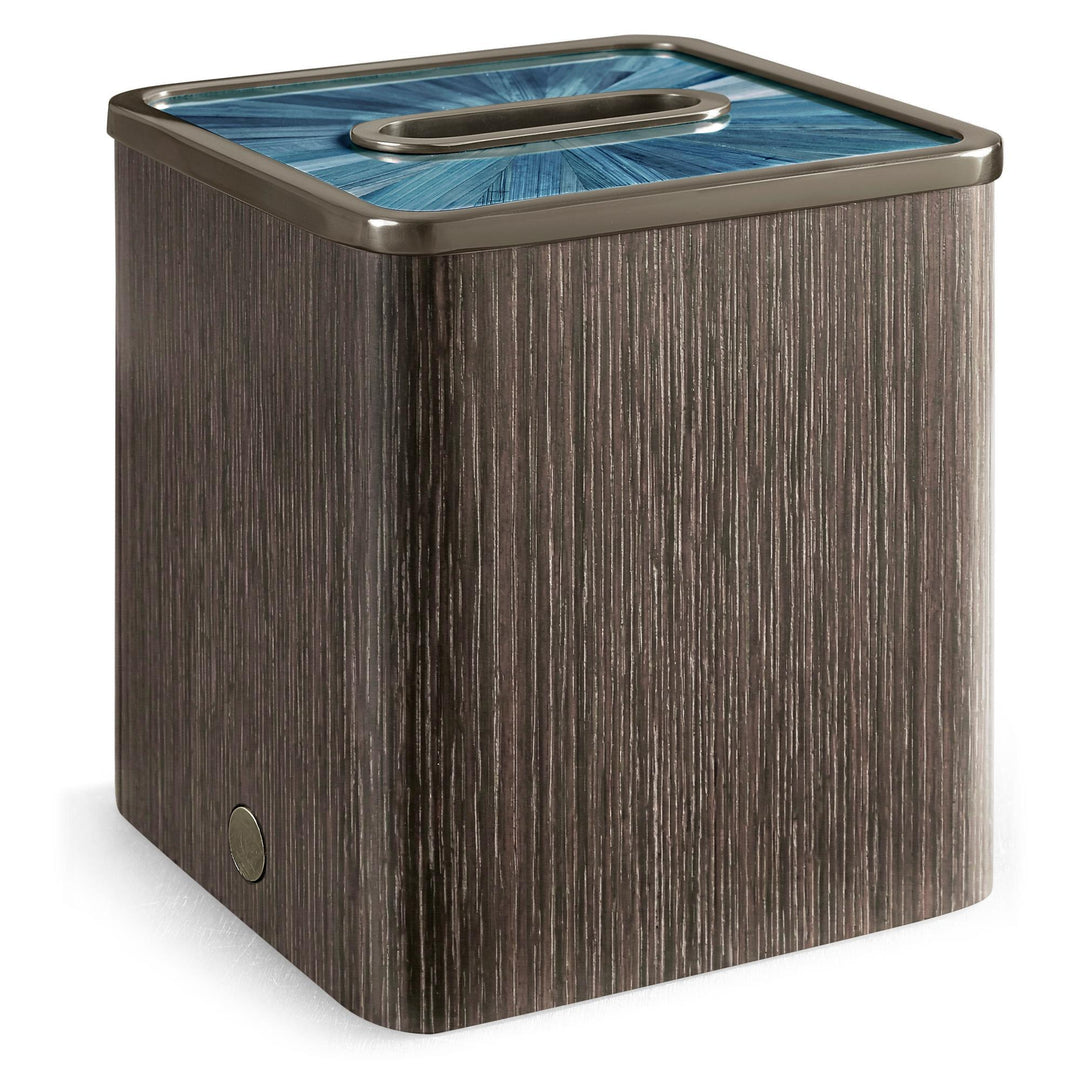 Square Tissue Box - Finish: Azure Blue Straw