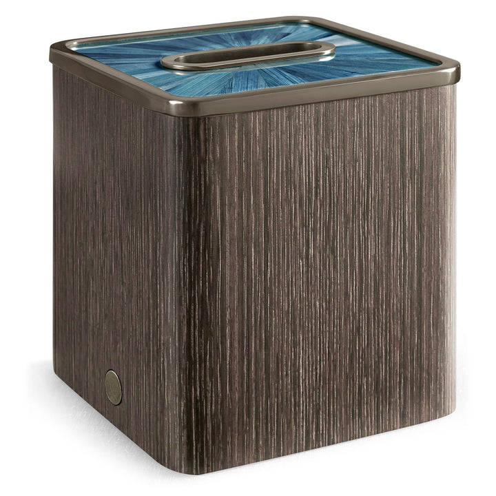 Square Tissue Box - Finish: Azure Blue Straw