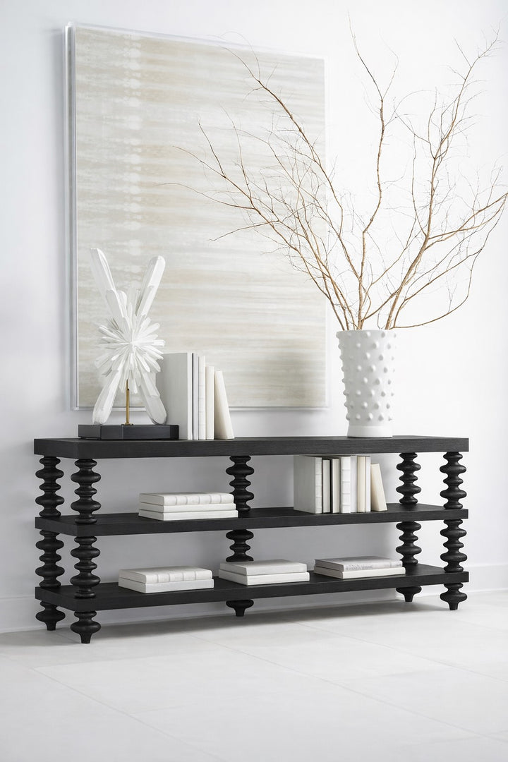 Atrium Console Table - hand rubbed black with undertones of brown