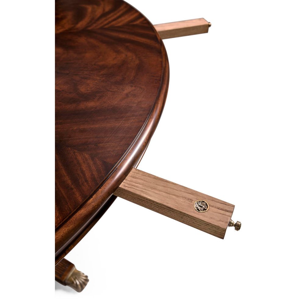 66" Mahogany Extending Circular Dining Table with Storage Cabinet for Leaves