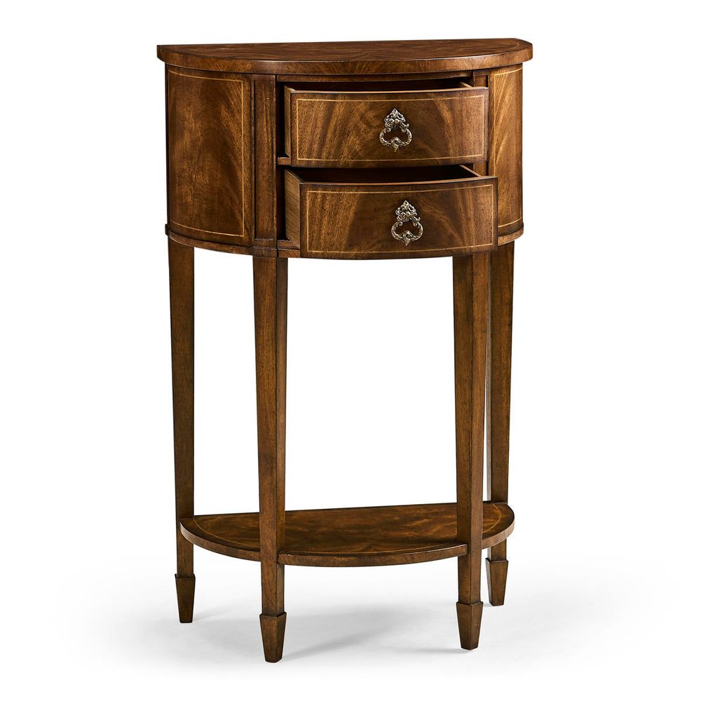 Side Tables Crotch Walnut Demilune Narrow Tables