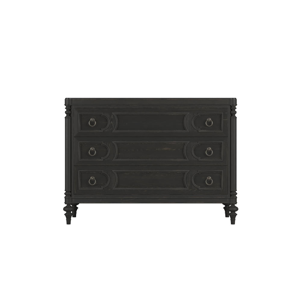 Atrium Three-Drawer Chest - hand rubbed black with undertones of brown