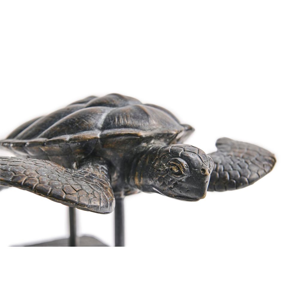 Decorative Objects Sea Tortoise Bronze Statue with Marble Base