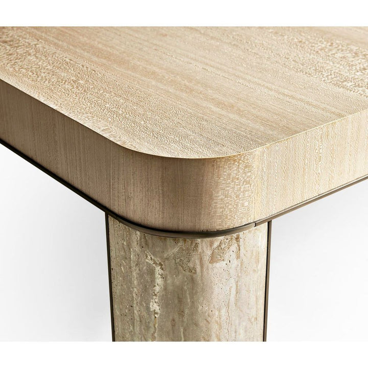 Upwelling Travertine Leg Dining Table 96-116"