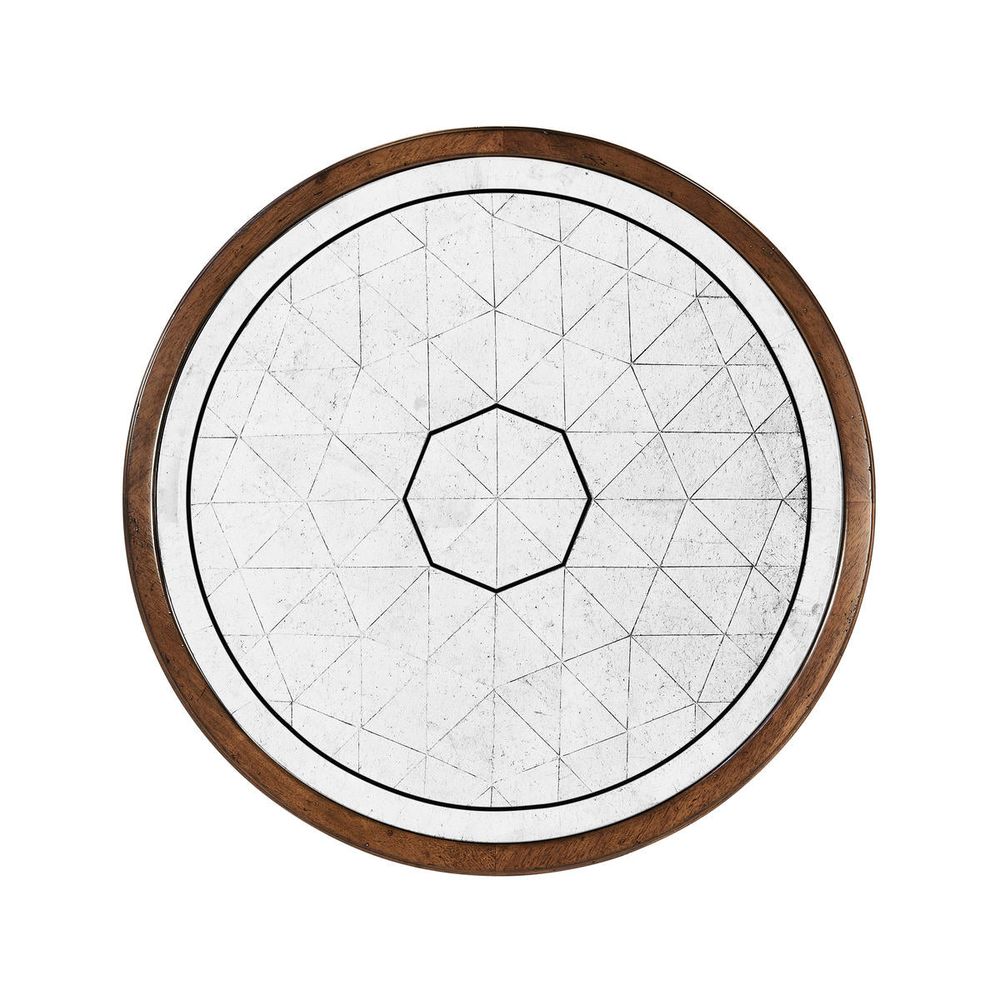 Side Tables Églomisé & Walnut Round Wine Table