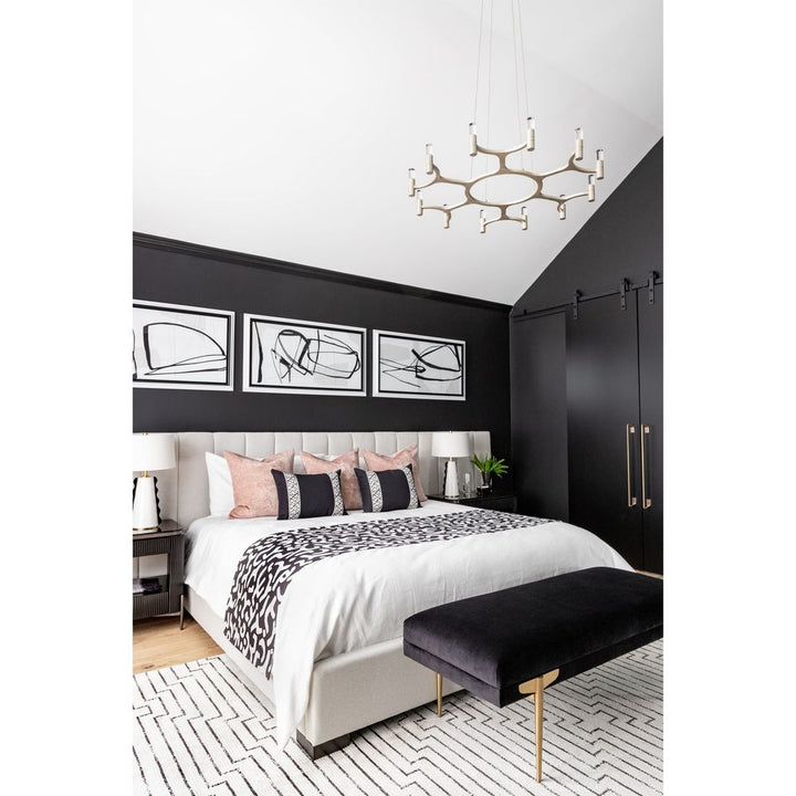 Nexus Chandelier - Warm Silver Leaf 12 Lights
