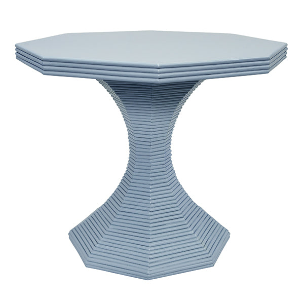 Side Tables Octagonal Reeded Side Table In Painted Light Blue