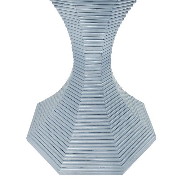Octagonal Reeded Side Table In Painted Light Blue