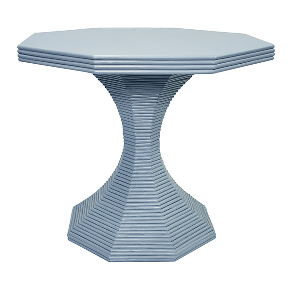 Side Tables Octagonal Reeded Side Table In Painted Light Blue