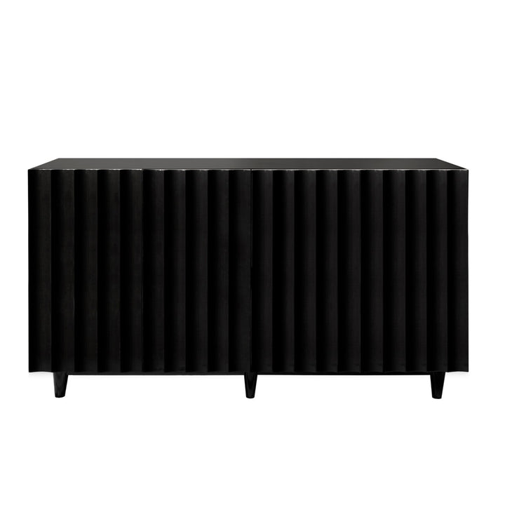 Odette - Black Lacquer 4 Door Scalloped Front Cabinet